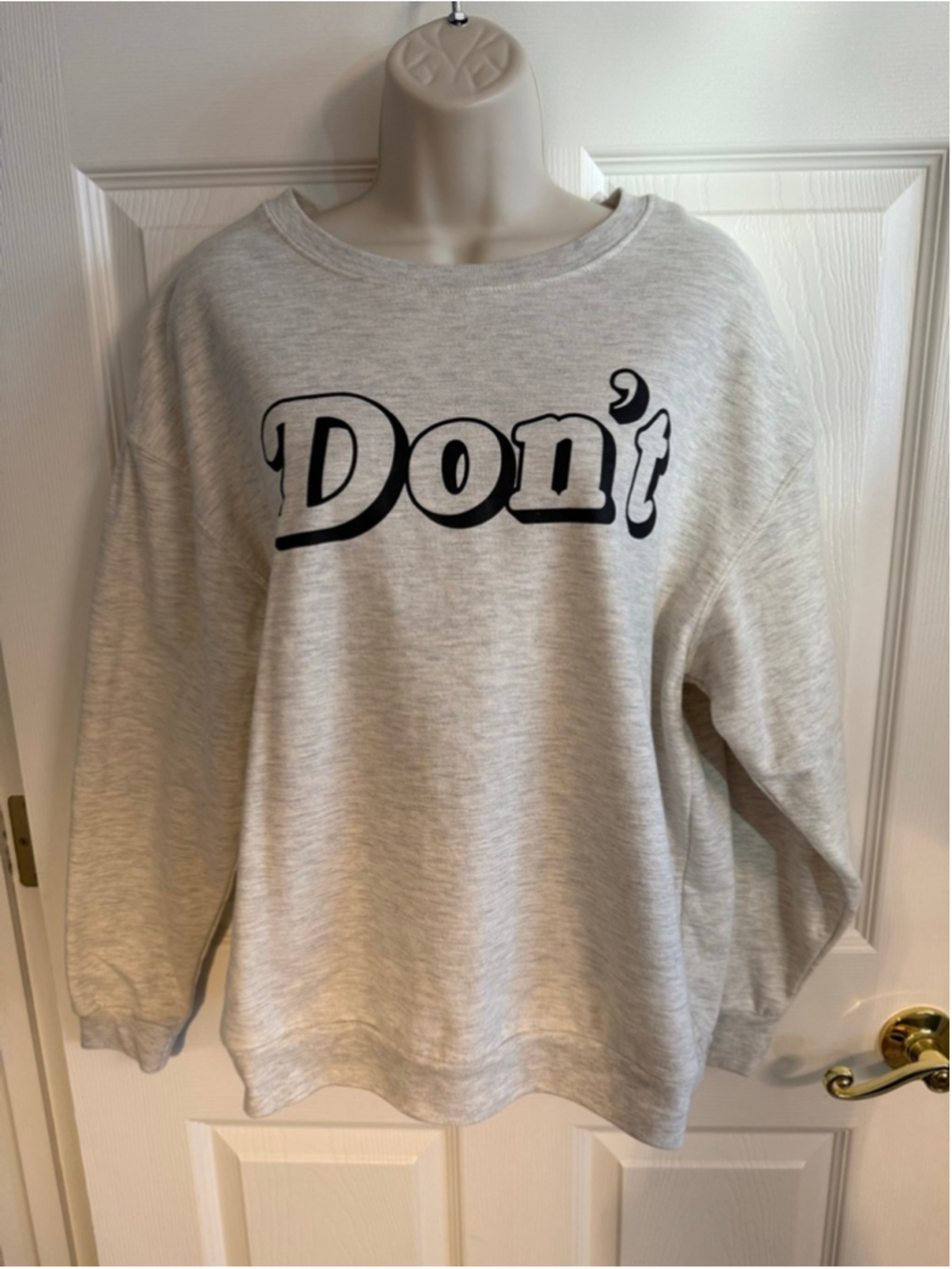 iconic "Don't" oatmeal heather crewneck sweatshirt David Schitt's Creek EUC sz M